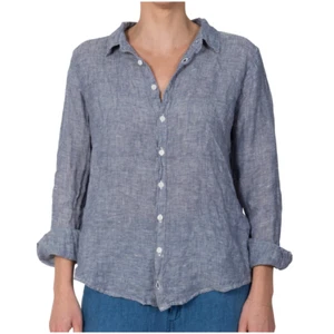 CP Shades Romy Leinen Hemd S Small Chambray Blau Denim Langarm Knopfleiste - Bild 1 von 9