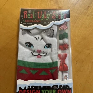 14 $ Soxland Weihnachten Katze echte hässliche Socken P56 - Bild 1 von 4