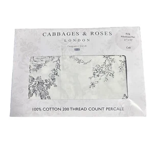 Juego de 2 FUNDAS DE ALMOHADA ALGODÓN COLES Y ROSAS Carbón French Toile tamaño king - Imagen 1 de 3
