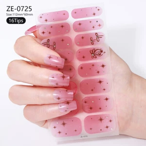 16 Consejos Brillantes Simples Arte en Uñas Pegatinas Tiras Pegatinas para Uñas Envolturas Completas para Uñas - Imagen 1 de 15