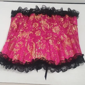 Pink Gold Lace Corset Top Sz 4XL 40 Inches - Picture 1 of 6