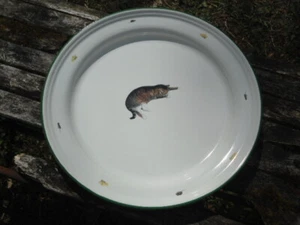 GRAND PLATEAU EMAILLE Chat dort 40cm EMAIL VERITABLE 800°C FABRIQUE EN FRANCE - Picture 1 of 1