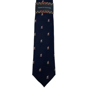 Tommy Hilfiger Herren 100 % Seide Krawatte Santa Club Marineblau 3" x 58" - Bild 1 von 2