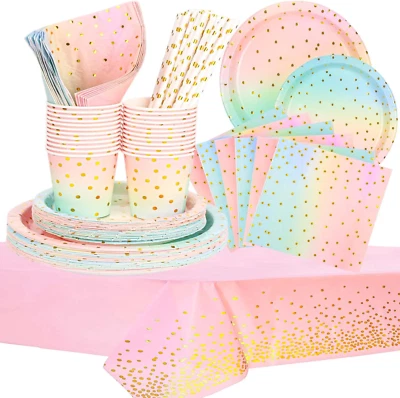 121 Stück Geburtstag Party Geschirr Pappteller Kindergeburtstag Set mit Tischdec - Bild 1 von 4