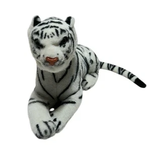 Vintage White Tiger Plush Stuffed Animal Sitting Laying Regal - Picture 1 of 7
