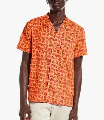 Sovereign Code Men’s Lantern Print Camp Collar Shirt – Orange – Medium - Image 1 of 4