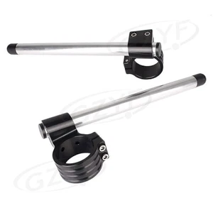 Für 37mm Gabel Clip-Ons Lenker Lenker Lenkerrohr Stummellenker Silber&Schwarz - Picture 1 of 2