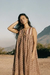 Daughters of India Aahna Dress Size Large AU 12-14/US 8-10 Walnut Maxi Boho - Picture 1 of 11