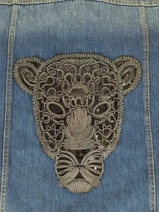 Panther Head Patch Beaded Sequin Sew-On Applique for Jackets & Bags - Picture 1 of 4