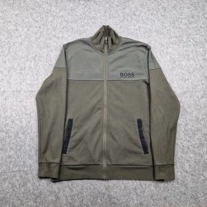 Hugo Boss Jacket Mens Medium Green Black Tracksuit Top Designer Boss Casual - Picture 1 of 12