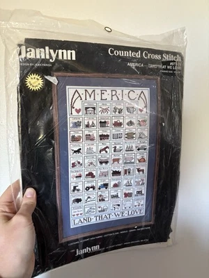 Janlynn Counted Cross Stitch #977-78 America Land That We Love 1988 New (H) - Image 1 of 4