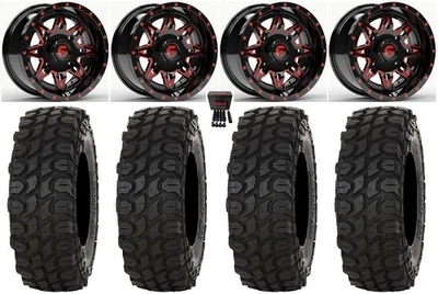 Fuel Lethal 14" Wheels Red 30" XComp ATR Tires Polaris RZR Turbo S / RS1 - Image 1 of 4