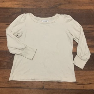 Free Assembly Womens Size S Long Sleeve Bubble Top Cream Ivory Organic Cotton - Picture 1 of 6