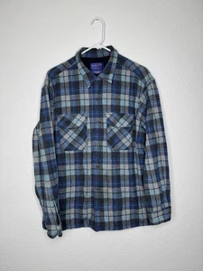Pendleton Limited Edition Beach Boys Wool Board Shirt Large Blue Plaid *See Pics - Picture 1 of 22