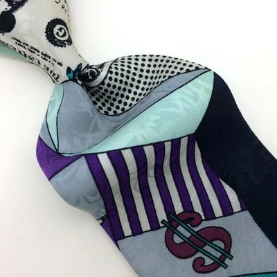 Corbata de seda Adolfo moneda dólar signo águila azul púrpura corbata IN16-53 Foto 1 de 4