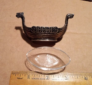 Vintage Kristian M Hestenes Norwegen Wikingerschiff 925 Sterling Silber Salz Nordkap - Bild 1 von 10