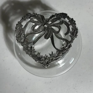 Vintage Potpourri Holder Spoontiques Pewter Ribbon Bow, Hearts, Flowers 4 1/2” W - Picture 1 of 6
