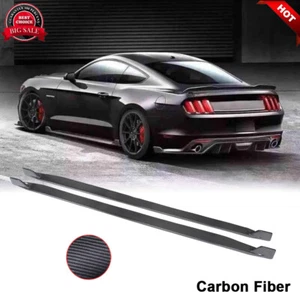 Divisor de extensión de faldón lateral de fibra de carbono real 15-19 para Ford Mustang GT 2 puertas - Imagen 1 de 12