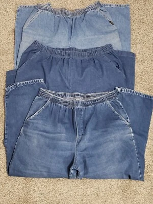 ELASTIC WAIST Women Pull On Jeans Petite Size 18 Lot of 3 White Stag Am Sweethrt - Image 1 of 4