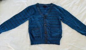 Paul Smith Junior Boys Gray and Blue Striped Cardigan Grandpacore Wool Blend 5a - Picture 1 of 9