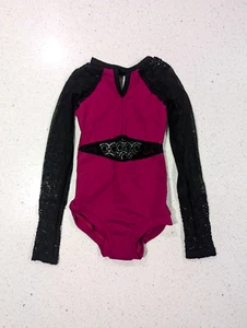 TOLLES 5dancewear Five 5 Gymnastik Tanztrikot YL Large weinrot Langarm NET - Bild 1 von 24