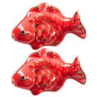 Set of 2 Ceramic Fish Chopstick Rests & Spoon Stands for Asian Table Decor