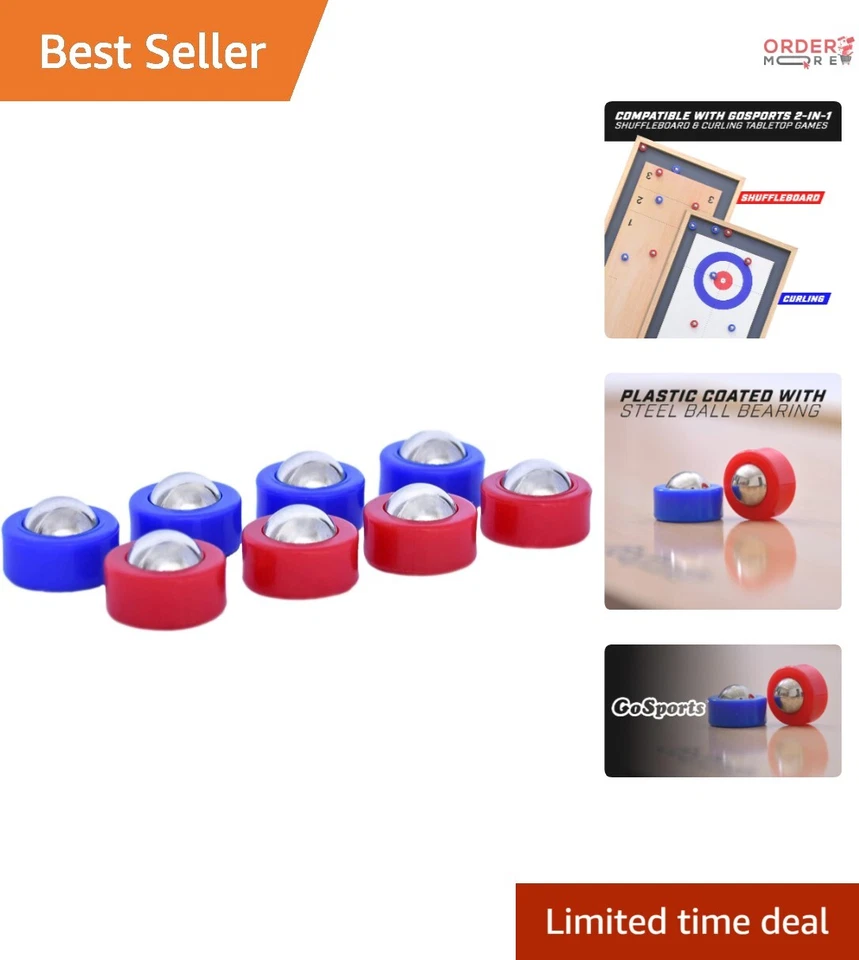 GoSports Shuffle Board Mini Roller Replacement Set of 8 Red Blue