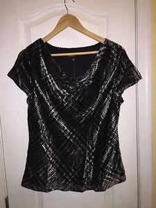 NWT Jones New York Career Formal Black Velvet Style Blouse Top Shirt M Women's 8 - Picture 1 of 4
