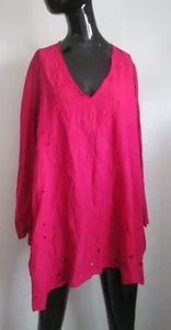 NWT Johnny Was Size M 100% Cotton Deep Red V-Neck Embroidery Tunic Top $248 - Picture 1 of 11