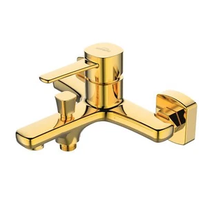 Mezclador de grifo de baño dorado de una sola palanca montado en la pared desviador de manguera - Imagen 1 de 2