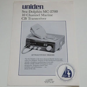 SALES &SPECS SHEET*UNIDEN MC-2700*AMERICA'S CUP 10CH HF MARINE RADIO TRANSCEIVER - Zdjęcie 1 z 10