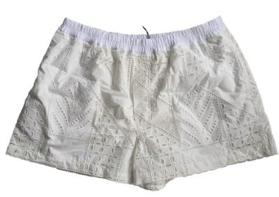 Just Cavalli Pantalones Cortos Retro Bordado 44IT/12UK Alto Tiro Pierna Ancha Elástico Hecho en Italia Foto 1 de 4