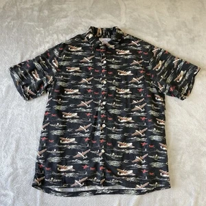 Portuguese Flannel Men’s Old Style Wisom Hawaiian Aeroplane Shirt Blue Size M - Picture 1 of 16