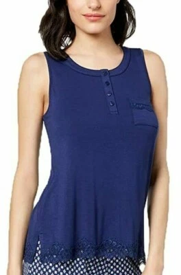 Alfani Women's Printed Lace-Trim Pajama Top Blue Damask XX-Large Foto 1 de 2