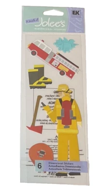Bombero~Camión~Hacha~Botas~Manguera~Tacto de Jolee's Dimensional Álbum de Recortes Pegatinas Foto 1 de 2