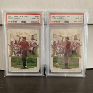 2001 UPPER DECK GOLF #151 TIGER WOODS RC PSA 10 PSA 8 Lot - Picture 1 of 12