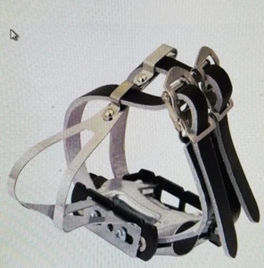 Eleven81 Dbl Stl Toeclip W/Strp Blk M/L, Med/Lge Black Leather Strap - Bild 1 von 4