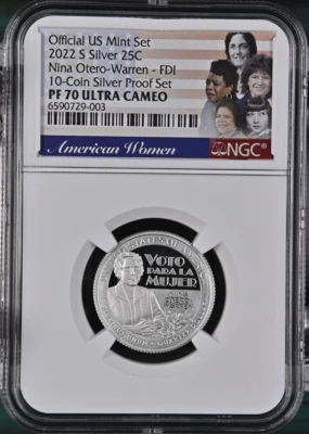 :2022-S 25C WASHINGTON AMERICAN WOMAN NINA OTERO-WARREN NGC PF70 UC FDI RARE R5 - Image 1 of 2