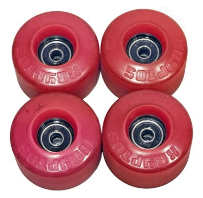Комплект из 4 винтажных красных розовых колес Kryptonics Kryptos 61 мм для скейтборда роллерскейт - Изображение 1 из 2