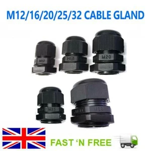 IP68 GLÁNDULA CABLE NYLON NEGRO CON TUERCA DE BLOQUEO Y ARANDELA M12 M16 M20 M25 M32 UNIÓN - Imagen 1 de 4
