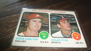 1973 TOPPS # 67 1972 STRIKE OUT LEADERS  (SLIGHT CREASE LEFT MID) BASEBALL CARD 