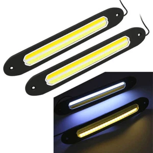 2x Car LED Daytime Running Light Car DRL Driving Turn Signal White/Amber Strip - Picture 1 of 9