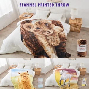 Mink Faux Fur Throw 3D Animal Printed Blanket Fleece Soft Cosy Warm Bed Sofa - Picture 1 of 41