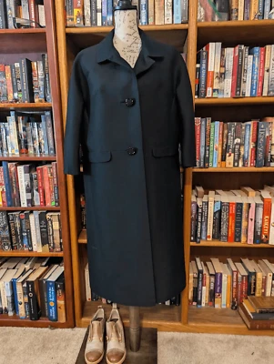 VTG 1960s I Magnin Black Wool Tailored Princess Coat Overcoat Suit Jacket M/L - Image 1 of 4