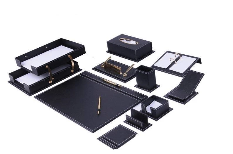 Vega Leather Desk Set with 14 Accessories- Desk Storage Organizer Set- 14 PCS - Image 1 of 4
