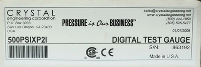 Manómetro de prueba de presión digital CRYSTAL AMETEK 500PSIXP2I 500 PSI XP2i 1/4" NPT Foto 1 de 4