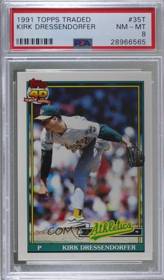 1991 Topps Traded Kirk Dressendorfer #35T PSA 8 Rookie RC - Image 1 of 2