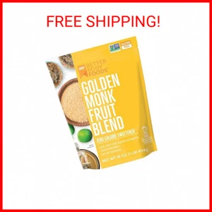 BetterBody Foods Golden Monk Fruit Sweetener Blend (16oz) Sugar Substitute, Zero - Picture 1 of 2