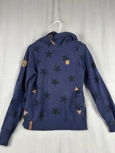 Womens Naketano Brave New World Sz Medium Hoodie Owl Navy Blue w Stars Cowl Neck - Picture 1 of 10