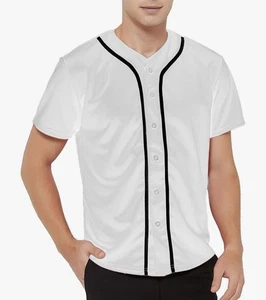 Maglia baseball uomo tinta unita bottoni magliette squadra divise sportive taglia XXXL - Foto 1 di 7